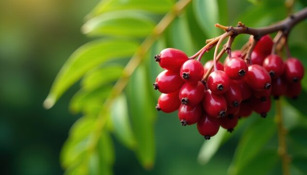 Deep red acai berries cluster on palm tree branch , berries, fruitcluster, palmtree