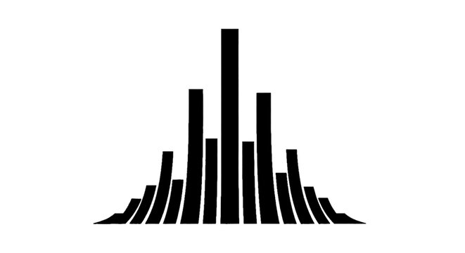 Minimal black silhouette icon, simple flat vector, bold black shape, no, no shading abstract bar graph illustration representing data distribution and growth on a, flat icon style