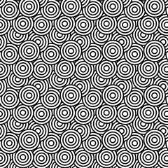 Obraz premium Black and white abstract geometric overlapping circle pattern 