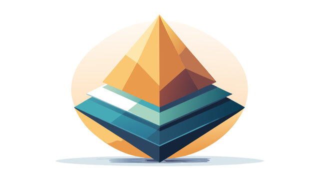 Abstract layered pyramid infographic element in isometric 3D style with isometric infographic geometric structure business abstract illustration strategy presentation minimalist organization
