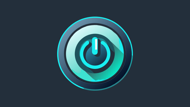 Glowing power button icon in futuristic neon blue design with technology interface electronic activation illustration minimalist software application function