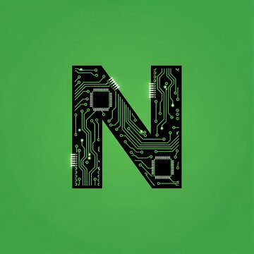 Large Letter N Circuit Board Design.