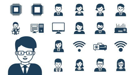 Fototapeta premium Technology and Professional Avatar Vector Icon Set for Business