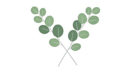 Obraz premium Modern eucalyptus branch vector with high-contrast muted tones and sharp geometric edges.