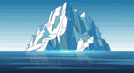 Pixel Art Iceberg Floating in Ocean, Cold Arctic Landscape, Digital Illustration © ahmad