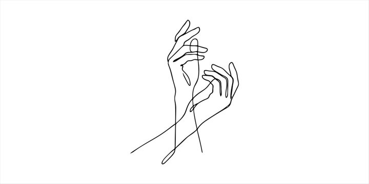 Elegant single line drawing of two hands reaching