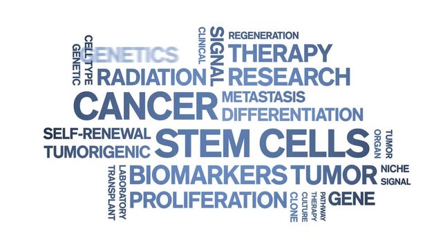 Cancer Stem Cells animated word cloud-text design animation tag kinetic typography seamless loop.