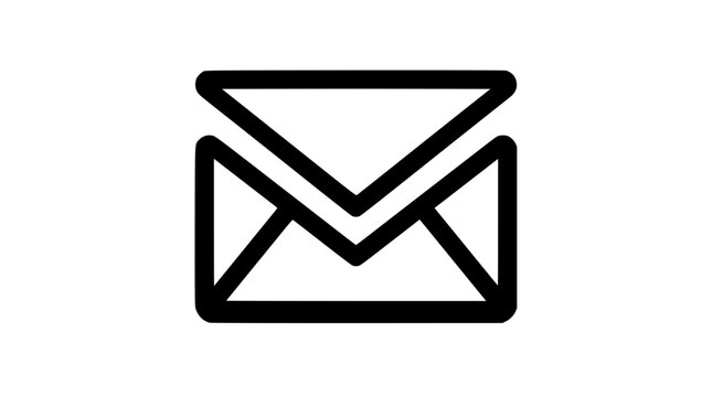 Simple black vector graphic illustration of a closed envelope symbol
