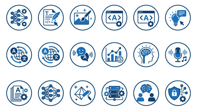 Collection of business and technology icons.