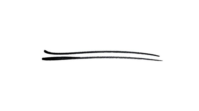 Black hand drawn double underline animation, marker style sketch line on Alpha channel, emphasis highlight element, creative motion graphic, minimalist design asset, professional.