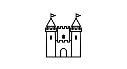 Simple Line Drawing of a Castle Icon © zian