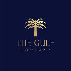 Obraz premium The Gulf Company Premium Palm Tree Logo with Elegant Gold and Navy Corporate Branding