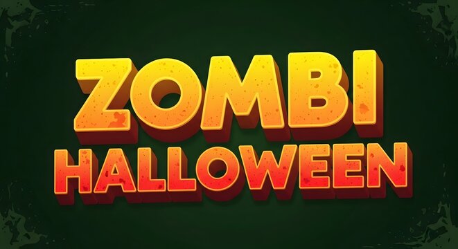 Zombi halloween 3d text effect, horror style typography for holiday poster