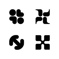Fototapeta premium Four black abstract geometric icons on a white background