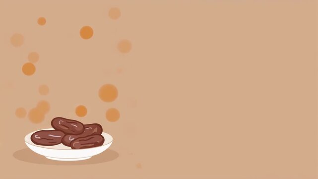 A small white bowl filled with delicious dried date fruits on a soft brown background.