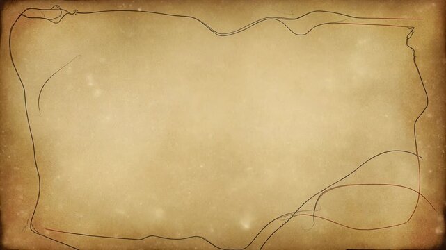Aged vintage parchment paper background with decorative hand drawn border lines.