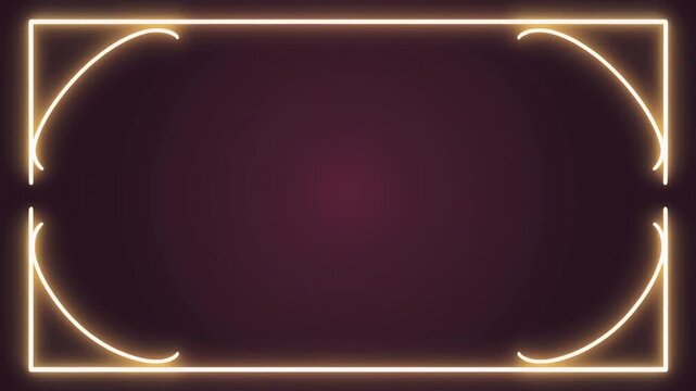 Elegant glowing neon frame border on a dark purple background.