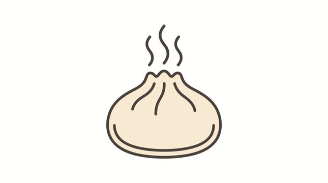 Steamed Dumpling Food Icon Illustration.