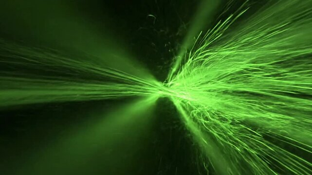 Green flowing lines in a magnetic field demonstrate concepts of physics and energy transfer