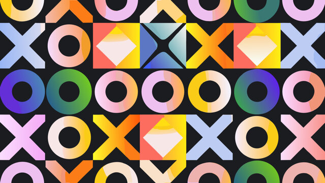 Colorful geometric pattern with circles and x shapes vector illustration