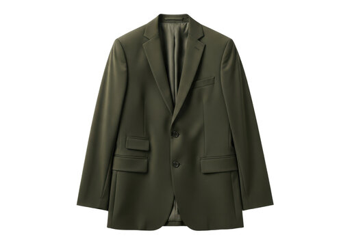 Classic olive green mens blazer isolated on transparent background