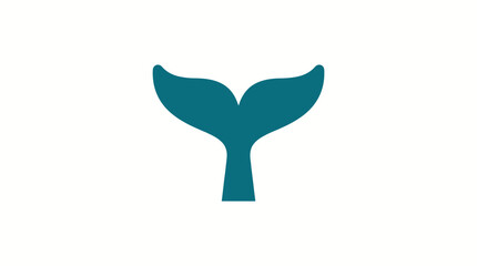 Teal whale tail fin icon symbol. © Azkiya