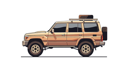 A stylized illustration of a classic off-road 4x4 vehicle ready for adventure. © Jaya