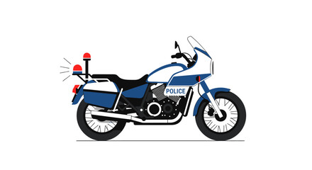 Obraz premium Flat vector illustration of a police patrol motorcycle isolated on white background