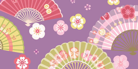 Floral ornament with fans and blossoms vector illustration © shova