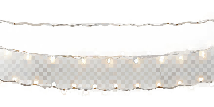 String Lights With Bulbs Black Background Digital Illustration