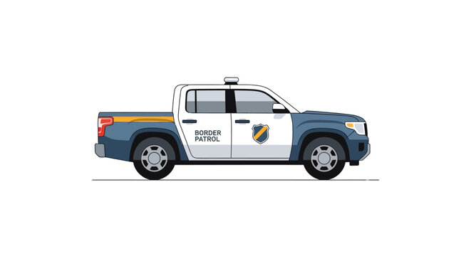 Border Patrol Pickup Truck Illustration on White Background