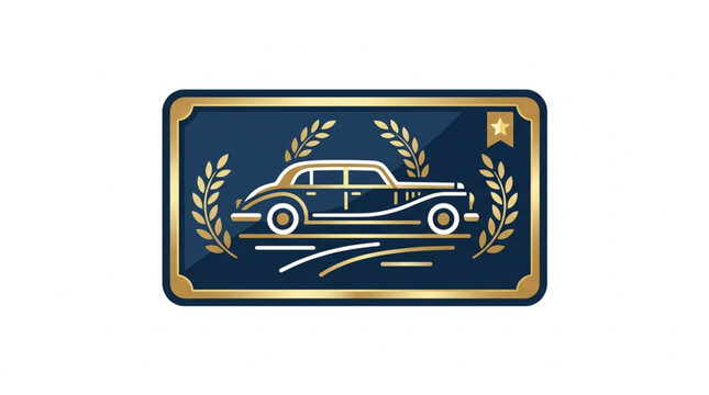 Vintage Luxury Automobile Emblem with Laurel Wreaths.
