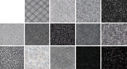 Fototapeta premium Abstract black and white grid of textured squares creating a chaotic and distressed background pattern