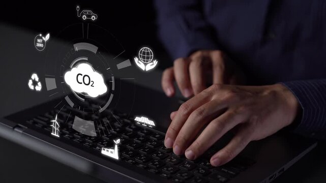 Net zero goals and CO2 reduction strategy driving sustainability, green energy integration, net zero emissions policies, and climate-friendly sustainability solutions for business and society. Muxer