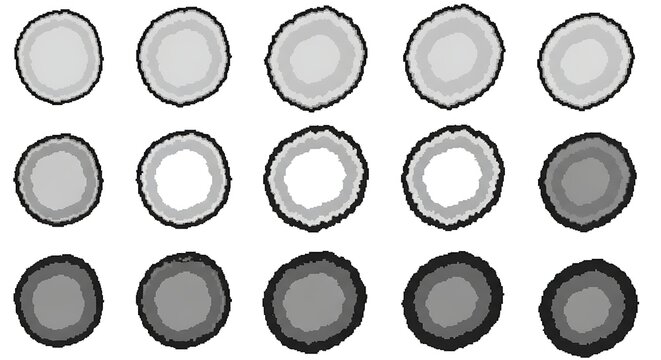 A gradient of grayscale oval shapes arranged in a grid pattern demonstrating tonal variation