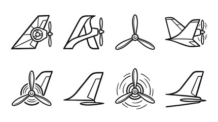 Airplane Propeller Icons: Aviation, Flight, Aircraft, Engine, Vector Graphics © Wagiman Studio
