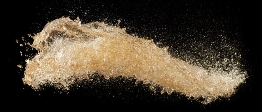 Golden champagne splash explosion, celebration luxury atmosphere, sparkling liquid reflections