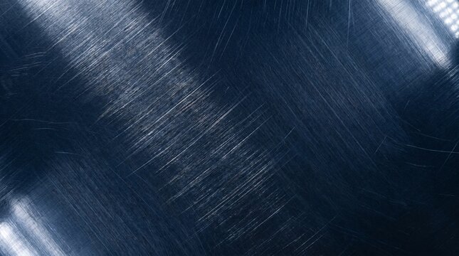 Brushed titanium panel with fine diagonal metallic scratches and intense silver light reflections