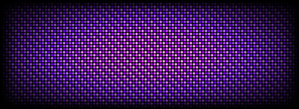 Purple pixel screen pattern. LED TV screen background. LCD display grid dots wallpaper. Glowing diode pixels videowall concept. Projector or television monitor texture backdrop. Vector wallpaper