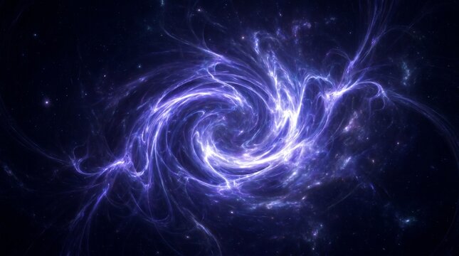 Blue plasma swirl expanding in a deep space vortex with electric energy filaments and stardust