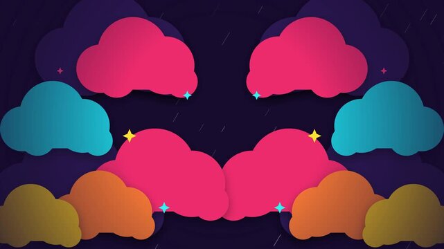 Animated Clouds and Falling Rain on Dark Sky Overlay for Creative Design