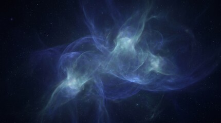 Deep nebula cloud floating in outer space surrounded by tiny distant starlight clusters © Dilsara