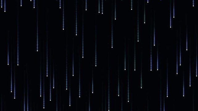 Abstract vertical light streaks falling against dark background in a digital rain animation