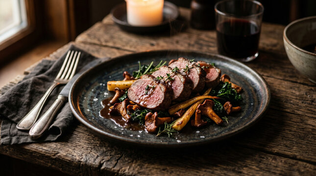 Reindeer meat, Scandinavian gourmet food 