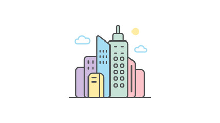 Obraz premium Colorful illustration of city skyline against a white background