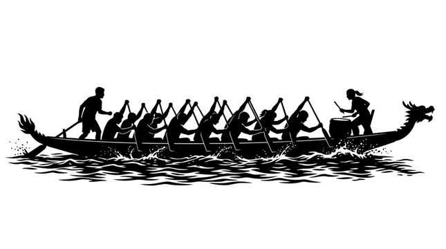 Dragon Boat Racing Silhouette