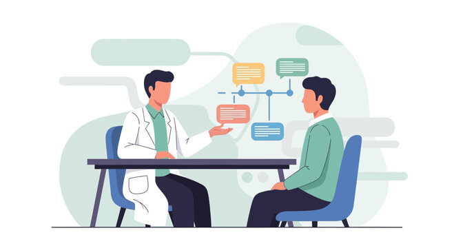 Doctor consulting patient about health condition, medical consultation and diagnosis