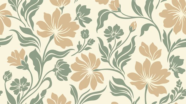 Premium seamless vector pattern featuring elegant floral motifs and botanical elements, ideal for sophisticated textile and background designs