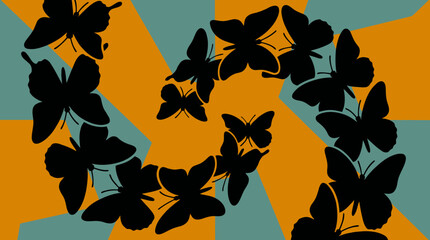 Butterfly silhouettes on colorful background. © Ira Project