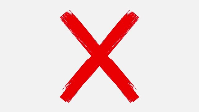 Cross mark error symbol wrong cancel rejection transparent background. Animated red X error Icon &ndash; Brushstroke Mark.
Red cross mark icon animation representing error or cancel on black background.